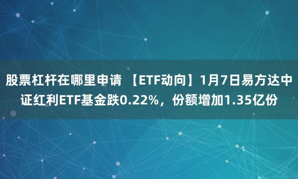 股票杠杆在哪里申请 【ETF动向】1月7日易方达中证红利ETF基金跌0.22%，份额增加1.35亿份