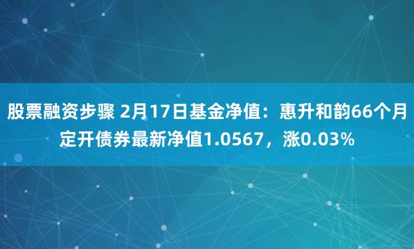 股票融资步骤 2月17日基金净值：惠升和韵66个月定开债券最新净值1.0567，涨0.03%