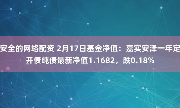 安全的网络配资 2月17日基金净值：嘉实安泽一年定开债纯债最新净值1.1682，跌0.18%